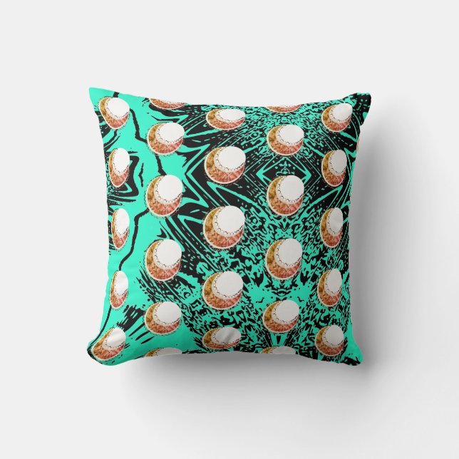Futuristische turquoise & Oranje rescents Cushion Kussen (Voorkant)