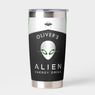 Futuristische UFO & Alien Hoofd Geïsoleerde Drinkbeker