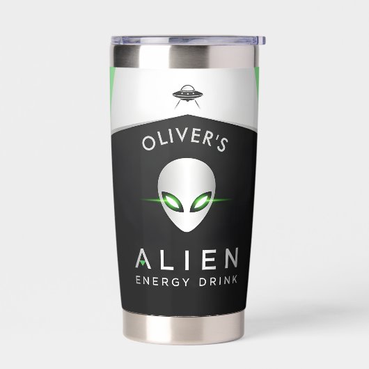 Futuristische UFO & Alien Hoofd Geïsoleerde Drinkbeker (Links)
