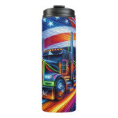 Futuristische vrachtwagen op Neon Road Thermosbeker (Voorkant)