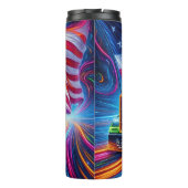 Futuristische vrachtwagen op Neon Road Thermosbeker (Achterkant)