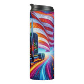 Futuristische vrachtwagen op Neon Road Thermosbeker (Geroteerd rechts)