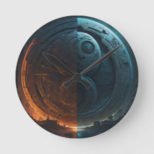 Futuristische wandklok Yin Yang