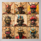 Futuristische Warrior Masks in Graffiti Abstract r Poster (Voorkant)