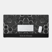 Futuristische witte gloeiende zwarte zeshoekige vo bureaumat (Keyboard & Muis)