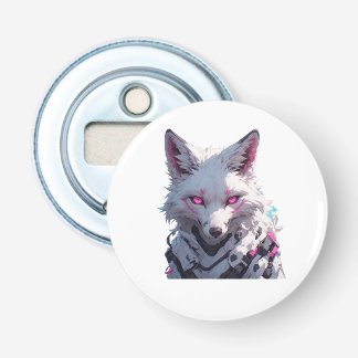 Futuristische Witte Vos Button Flesopener