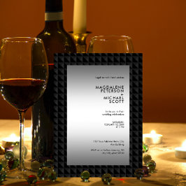 Futuristische zwart veelhoek vorm patroon bruiloft kaart