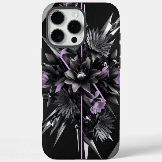 Futuristische zwarte bloementelefoonhoes Case-Mate iPhone case (Achterkant)