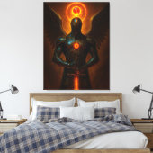 Futuristischer Erzengel des Glutreichs mit Schwert Canvas Afdruk (Insitu (Slaapkamer))