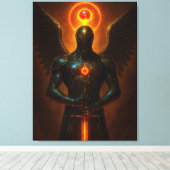 Futuristischer Erzengel des Glutreichs mit Schwert Canvas Afdruk (Insitu (Houten vloer))