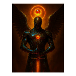 Futuristischer Erzengel des Glutreichs mit Schwert Perfect Poster