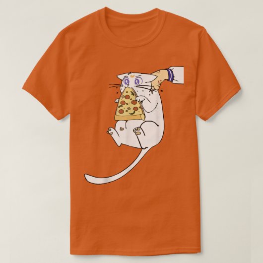 Fuuny Cute Anime kitty cat eet pizza voor katten. T-shirt (Design voorkant)