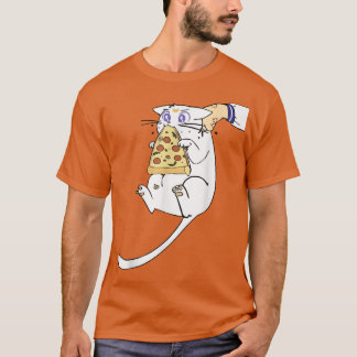 Fuuny Cute Anime kitty cat eet pizza voor katten. T-shirt