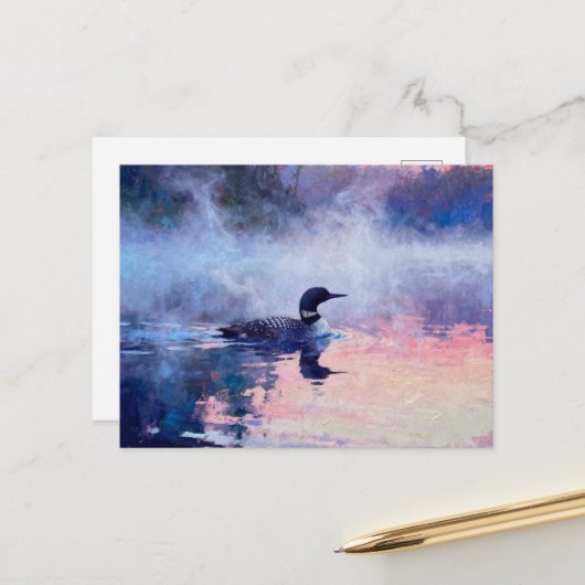 Fuut op het meer Aquarel Briefkaart (Voorkant / Achterkant in situ)