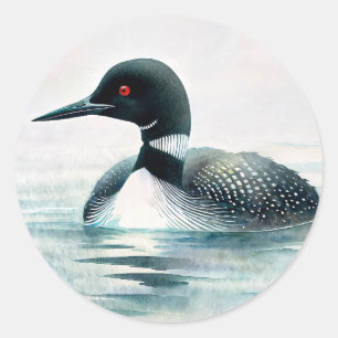 Fuut Zwemmend Aquarel Ronde Sticker