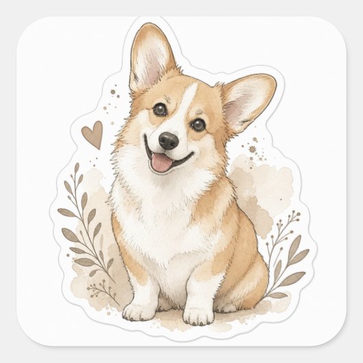Fuyr baby: Corgi Vierkante Sticker (Voorkant)