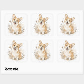 Fuyr baby: Corgi Vierkante Sticker (Vel)