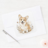 Fuyr baby: Corgi Vierkante Sticker (Envelop)