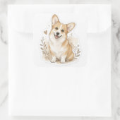 Fuyr baby: Corgi Vierkante Sticker (Tas)