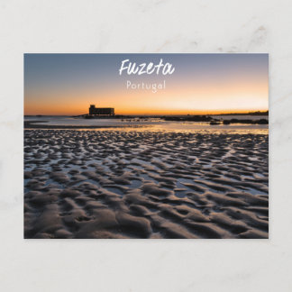 Fuzeta Strand Warme Zonsondergang Briefkaart