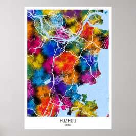 Fuzhou China Stadsplattegrond Poster