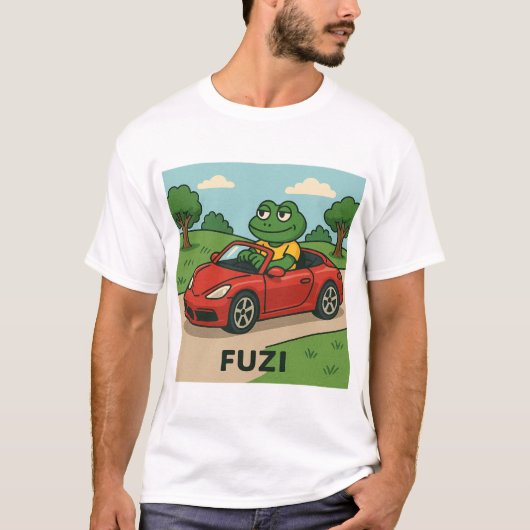 FUZI – Roadtrip King | Cool Frog in een cabriolet T-shirt (Voorkant)