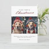 fuzz-tastisch | Kerstmis Huisdier Hond Fotocollage Feestdagenkaart (Staand voorkant)