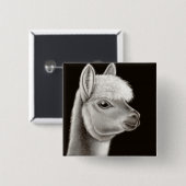 Fuzzy Alpaca Face Pin Vierkante Button 5,1 Cm (Voorkant /achterkant)