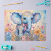 Fuzzy Baby Olifant in een pastel Daisy Garden Tissuepapier (Craft)