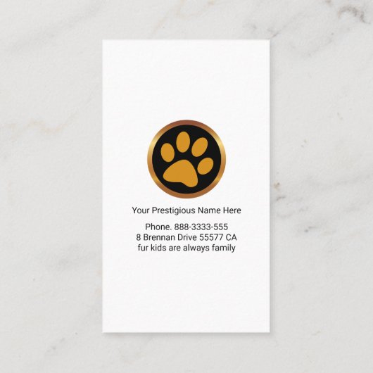 Fuzzy Beren Pet Sitting Visitekaartje (Achterkant)