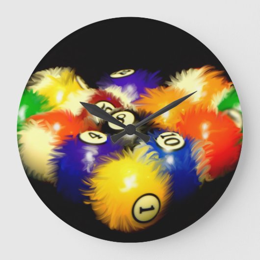 Fuzzy Billiards Wall Clock Grote Klok (Voorkant)
