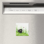 Fuzzy Black Cat Love van BiHrLe Magneet (Insitu (Vaatwasser))