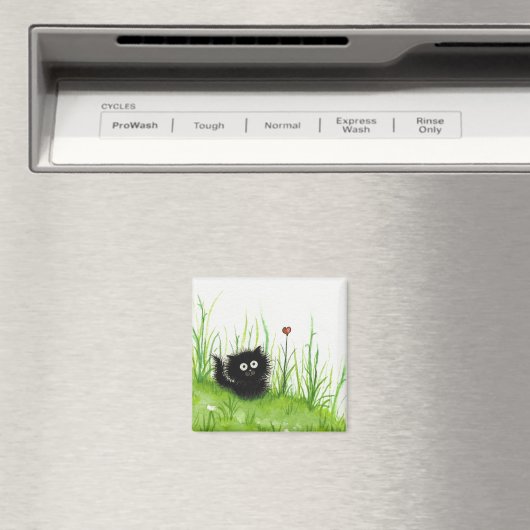 Fuzzy Black Cat Love van BiHrLe Magneet (Insitu (Vaatwasser))