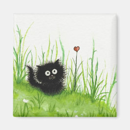 Fuzzy Black Cat Love van BiHrLe Magneet