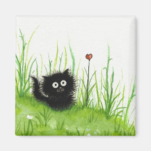 Fuzzy Black Cat Love van BiHrLe Magneet