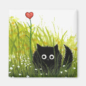 Fuzzy Black Cat One Love Bihrle Magneet (Voorkant)