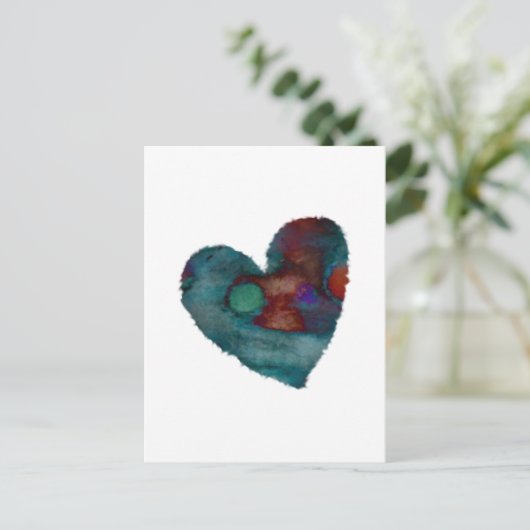 Fuzzy Blue Heart Briefkaart (Staand voorkant)