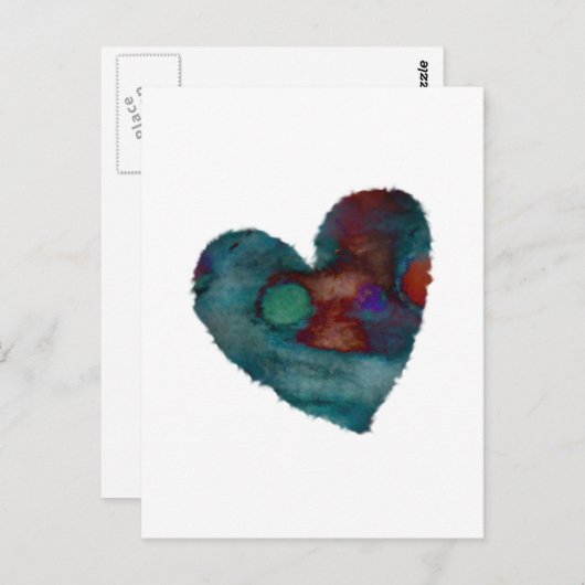 Fuzzy Blue Heart Briefkaart (Voorkant / Achterkant)