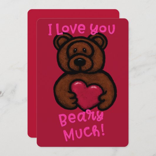 Fuzzy Brown Beer Valentijn Feestdagenkaart (Voorkant / Achterkant)
