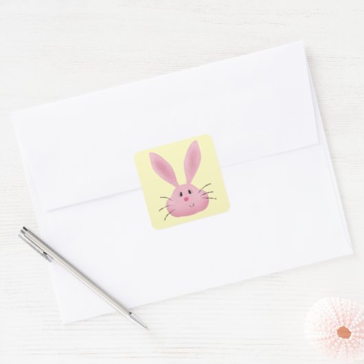 Fuzzy Bunny Vierkante Sticker (Envelop)