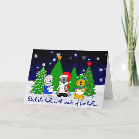 Fuzzy Carolers Feestdagen Kaart (Voorkant)
