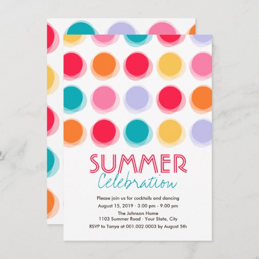 Fuzzy Colour Dancing Stippen Fun Summer Party nodi Kaart (Voorkant / Achterkant)