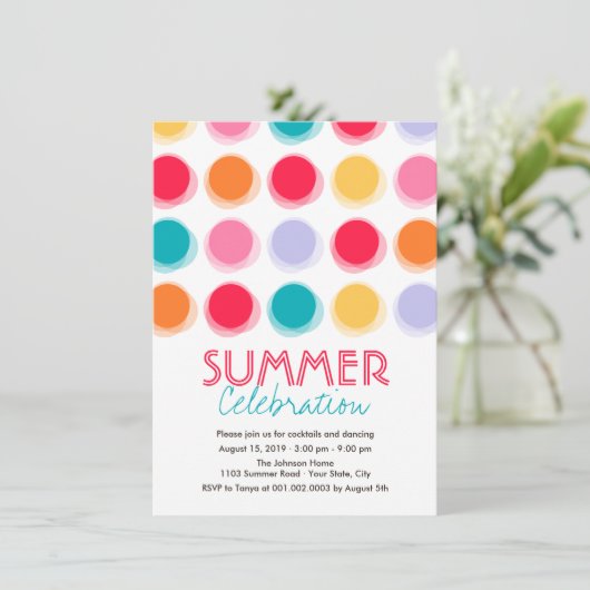 Fuzzy Colour Dancing Stippen Fun Summer Party nodi Kaart (Staand voorkant)