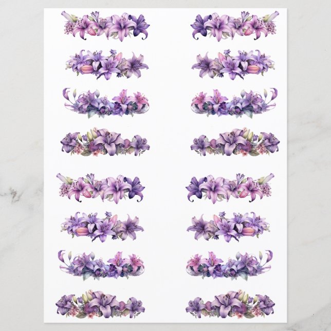 Fuzzy cut Lilies Border Paarse