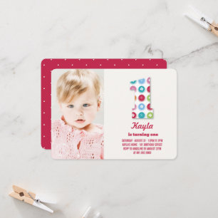 Fuzzy Daisies Color Stippen 1e verjaardag Foto Kaart