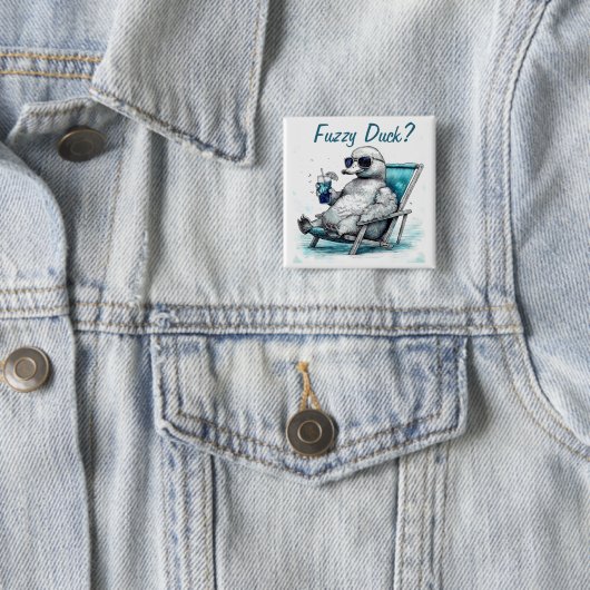 Fuzzy Duck Vierkante Button 5,1 Cm (In situ)