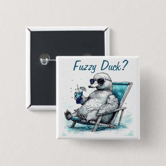 Fuzzy Duck Vierkante Button 5,1 Cm (Voorkant /achterkant)