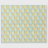 Fuzzy Ducking Couple op Gingham Cadeaupapier (Vlak)