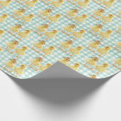 Fuzzy Ducking Couple op Gingham Cadeaupapier (Hoek)