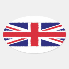 Fuzzy Edge geschilderd Union Jack vlag Ovale Sticker